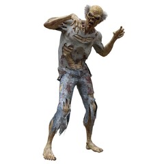 Zombie male isolated white background 3d illustration