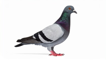 Naklejka premium Standing pigeon bird isolated on white background