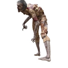Zombie girl isolated white background 3d illustration