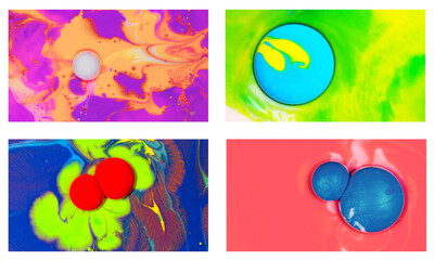 A vivid fusion of high-contrast colors where glowing orbs float over marbled backdrops, channeling the raw energy of pigment in motion.