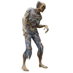 Fototapeta premium Zombie male isolated white background 3d illustration