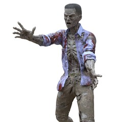Naklejka premium Zombie male isolated white background 3d illustration