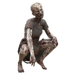 Zombie girl isolated white background 3d illustration