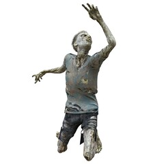 Zombie male isolated white background 3d illustration