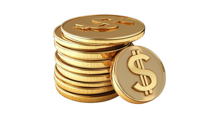 gold coins isolated on white background