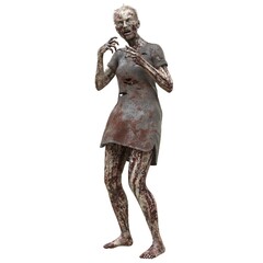 Zombie girl isolated white background 3d illustration