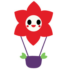 Flower Hot Air Balloons Cute Characters