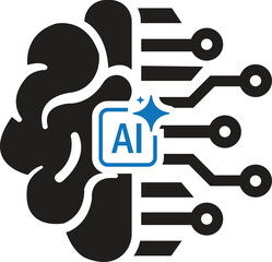 Obraz premium Artificial intelligence icon, ai brain circuit icon vector illustration