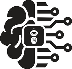 Artificial intelligence icon, ai brain circuit icon vector illustration