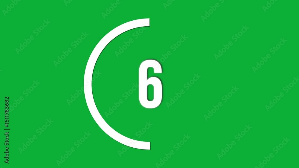 Poster 1 to 10 countdown on circle animation on green screen, motion element for beginning the podcast or v