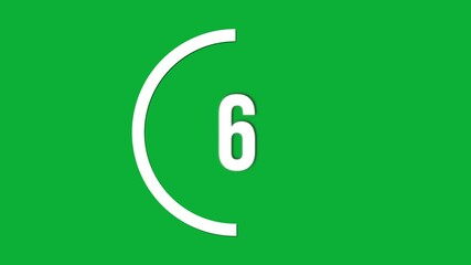1 to 10 countdown on circle animation on green screen, motion element for beginning the podcast or video