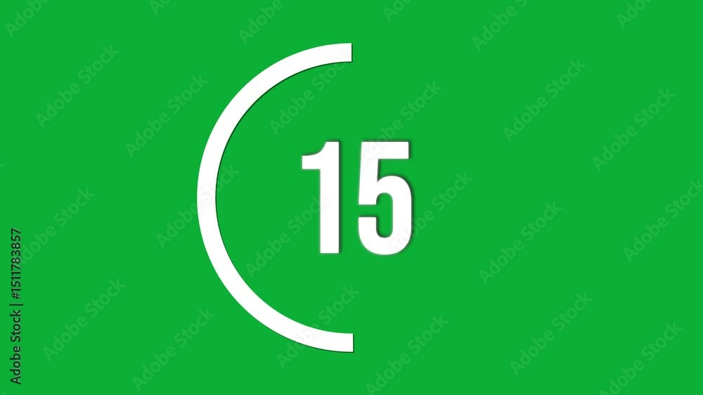 Poster 10 to 20 countdown on circle animation on green screen, motion element for beginning the podcast or 