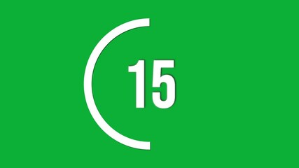10 to 20 countdown on circle animation on green screen, motion element for beginning the podcast or video 
