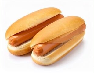 Whole hot dog buns top view isolated on white background