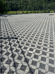 Fototapeta premium Geometric Concrete Pavers in Outdoor Setting