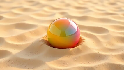 Obraz premium A colorful glossy ball in the sand of desert 