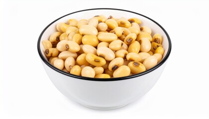 Yellow eye beans in bowl isolated on white background
