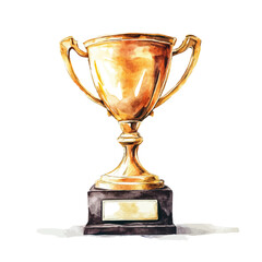 watercolor vector of Trophy, high quality, isolated on a white background.