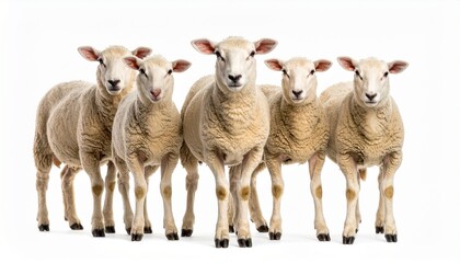 Fototapeta premium Young sheep isolated on white background looking at camera isolated on white backgr
