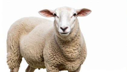Fototapeta premium Young sheep isolated on white background looking at camera isolated on white backgr