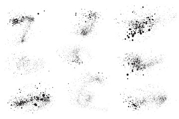 Black paint ink blood splatter background design set