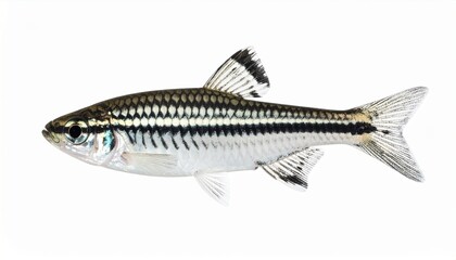 Zebrafish Zebra Barb Danio rerio freshwater aquarium fish isolated on white backgroun
