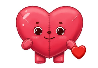 Charming Cartoon Heart Character Holding a Small Heart