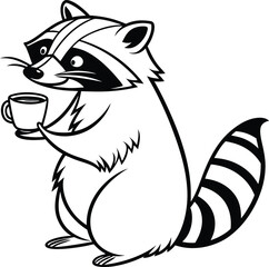 Cute black and white cartoon fox vector illustration, perfect for animal and pet-themed designs