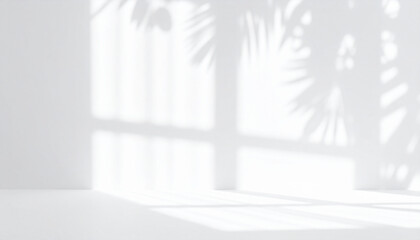 Abstract White Studio Background with Shadows for Minimal Product Presentation