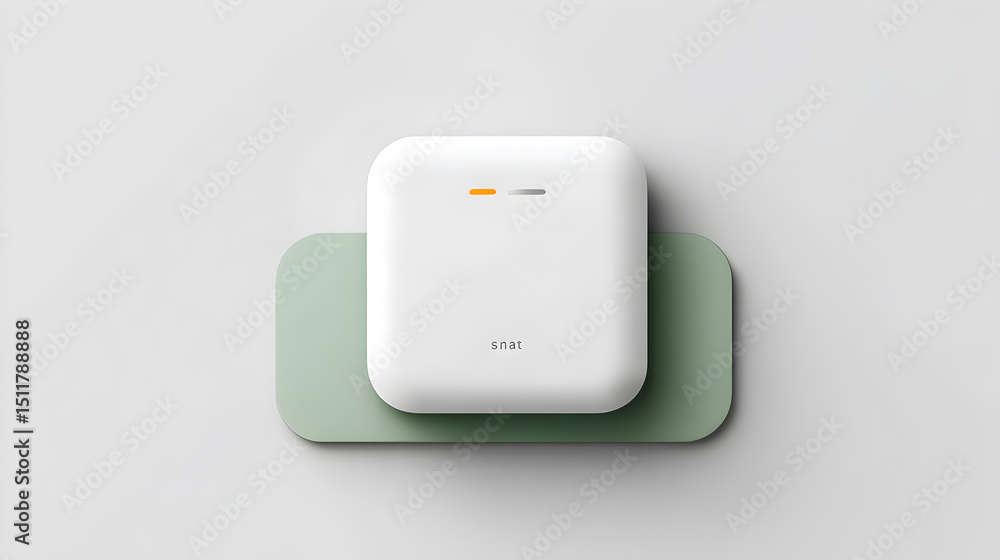Aufkleber a modern and minimalist device on a green rectangular base, with its clean lines and subtle details 