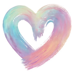 Pastel Watercolor Heart Brushstroke in Soft Gradient Style