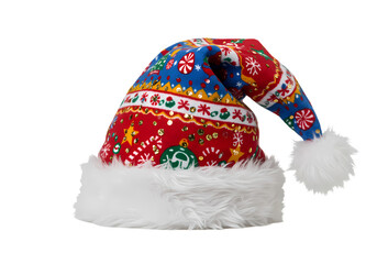 Festive Knitted Santa Hat with White Fur Trim