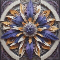 Architectural Kaleidoscope: Metallic Shards Forming Floral Pattern