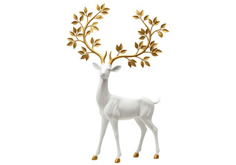 White Deer with Golden Antler Wreath