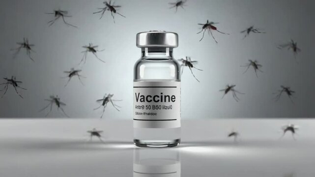 Vaccine next to mosquitoes.