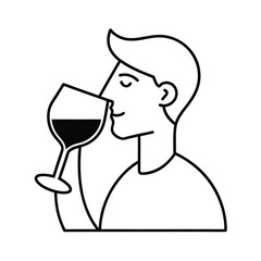 silhouette of a man drinking wine