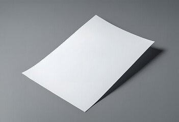 Blank paper sheet mockup on gray background – top view, minimal clean design template for artwork, presentation, or branding layout.