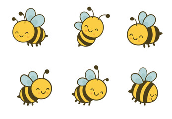 Cute little bee image, kawaii style, separate vector file