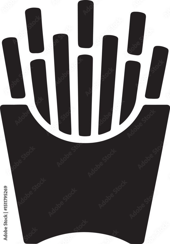 Poster flat vector illustration of french fries in a container on a solid background for fast food menus an