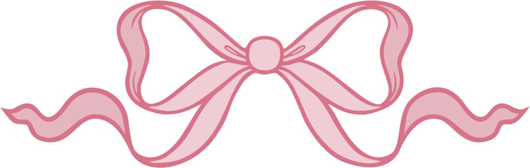 Pink ribbon bow illustration.