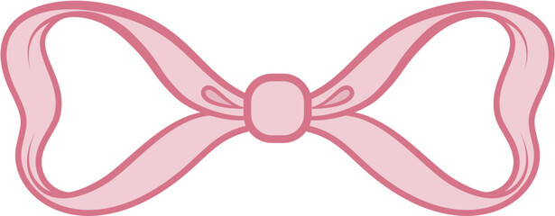 Hand drawn pink ribbon bow illustration.