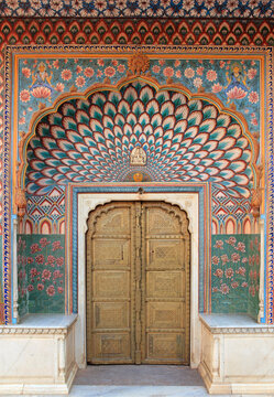 Lotus Gate in Pitam Niwas Chowk at City Palace, Jaipur, Rajasthan, India