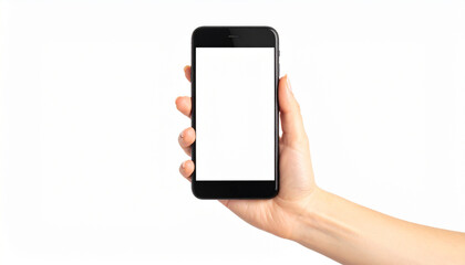 Closeup of Hands Using Smartphone Mockup on Office Desk with Laptop and Workspace