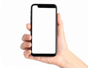 Closeup of Hands Using Smartphone Mockup on Office Desk with Laptop and Workspace