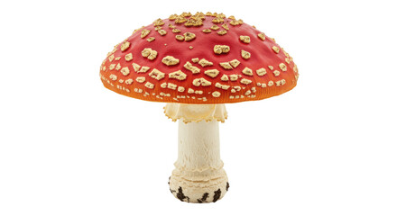 Obraz premium Fly Agaric Mushroom Isolated on Transparent PNG, fly agaric, mushroom, fungus, amanita muscaria, toadstool, red cap, white spots, agaric 