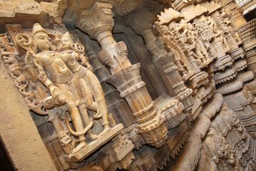 Sculptures inside the Jain temples of Jaisalmer, Rajasthan, India