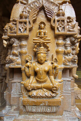 Sculptures inside the Jain temples of Jaisalmer, Rajasthan, India