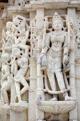 Sculptures in the Jain temple of Ranakpur, India