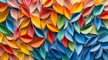 Colorful Folded Paper Leaves Abstract Art, For background 