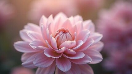 Fototapeta premium A single, delicate pink flower stands out amidst a blurred, vibrant background.